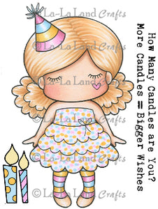 La La Land Crafts "Paper Doll Marci Birthday (with sentiments)" Rubber Stamp