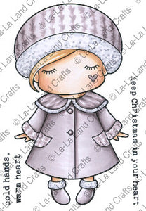 La La Land Crafts "Paper Doll Marci-Winter Coat" Rubber Stamp