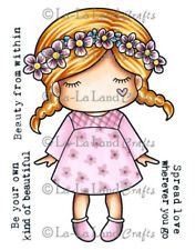 La La Land Crafts "Flower Garland Paper Doll Marci(w/sentiments)" Rubber Stamp