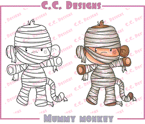 CC Designs Animal Crackers *RETIRED* "Mummy Monkey" Rubber Stamp