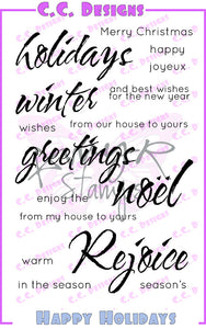 CC Designs Amy R *RETIRED* "Happy Holidays" Rubber Stamp