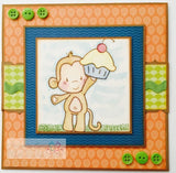 CC Designs Animal Crackers *RETIRED* "Birthday Monkey" Rubber Stamp