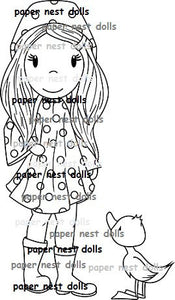 The Paper Nest Dolls "Avery in Rain Poncho" Rubber Stamp