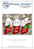 Whimsy Stamps/C. Armstrong "Christmas Bunny Stockings" Rubber Stamp
