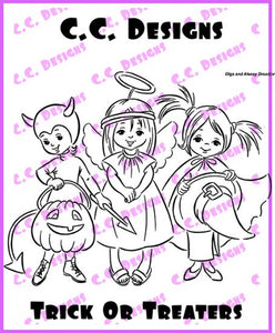 CC Designs Drozy's Darlings "Trick or Treaters" Rubber Stamp