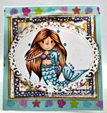 Paper Nest Dolls "Mermaid Ellie With Seahorse" Rubber Stamp