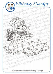 Whimsy Stamps/Little Cottage Cuties "Little Miss Muffet & Bodie" Rubber Stamp