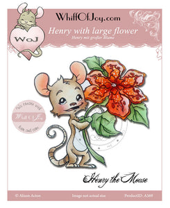 Whiff Of Joy "Henry With Large Flower" Unmounted Rubber Stamp