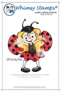 Whimsy Stamps/K. Barber "Lady Bug Girl" Rubber Stamp