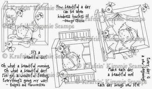 Kraftin Kimmie RETIRED "It's A Beautiful Day " Unmounted Rubber Stamp Set