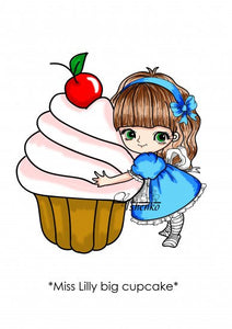 Little Blue Button "Miss Lily Big Cupcake" Rubber Stamp