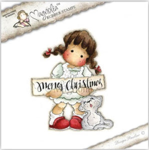 Magnolia Stamps Little Christmas "Christmas Tilda with Cat" Rubber Stamp