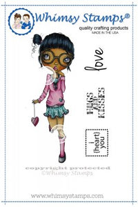Whimsy Stamps/Lizzy Love "Sally Hangs Her Heart on a String" Rubber Stamp