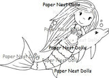 Paper Nest Dolls "Mermaid With Dolphin" Rubber Stamp