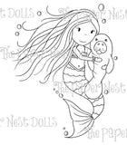 Paper Nest Dolls "Mermaid With Manatee" Rubber Stamp