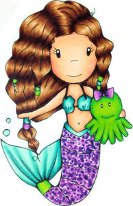 Paper Nest Dolls "Mermaid Amara With Octopus" Rubber Stamp