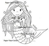 Paper Nest Dolls "Mermaid Ellie With Seahorse" Rubber Stamp