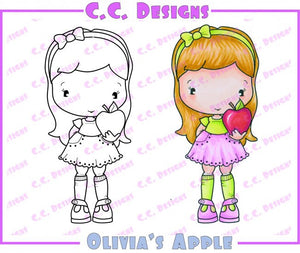 CC Designs Swiss Pixie *RETIRED* "Olivia's Apple" Rubber Stamp