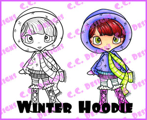 CC Designs Pink Fuzzy Boots "Winter Hoodie" Rubber Stamp