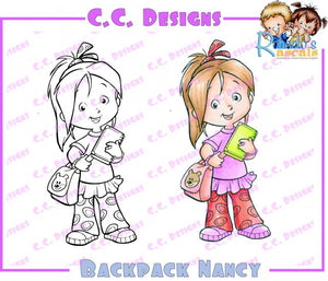 CC Designs Roberto's Rascals "Backpack Nancy" Rubber Stamp