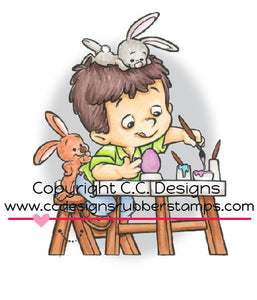 CC Designs Roberto's Rascals "Coloring Eggs" Rubber Stamp