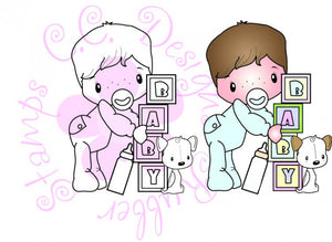 CC Designs Swiss Pixie "Baby Boy" Rubber Stamp