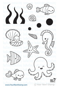 Your Next Stamp "Sea Creatures Two" Clear Stamp Set *SLIGHTLY YELLOWED*
