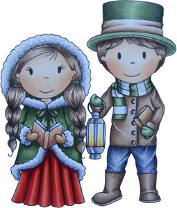 Paper Nest Dolls "Vintage Christmas Carolers" Rubber Stamp