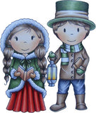 Paper Nest Dolls "Vintage Christmas Carolers" Rubber Stamp